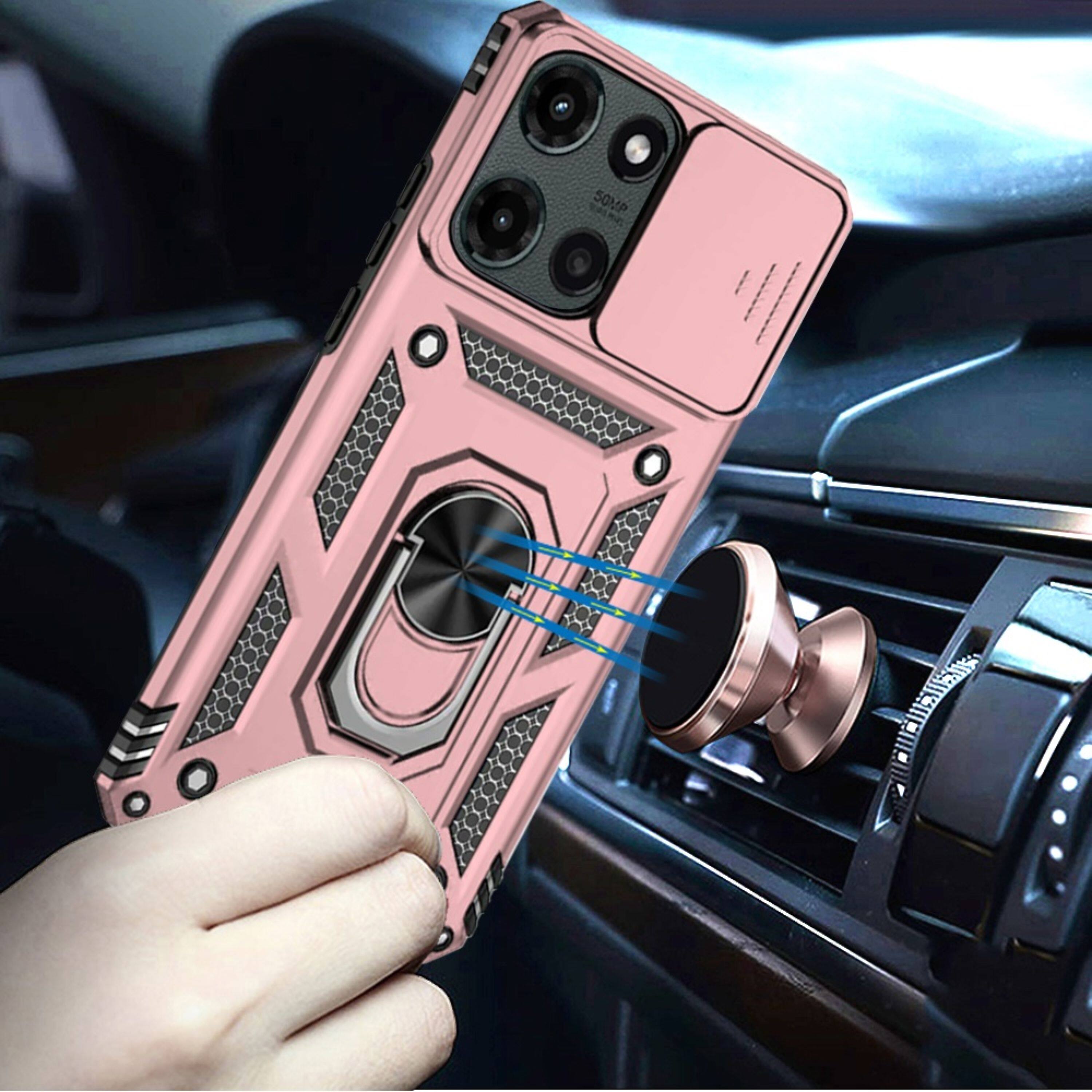 Left. Kitcheniva - Armor Ring Lens Protective Case With Tempered Glass For Moto G Stylus 2026/2025 Rose Gold - Light Pink.