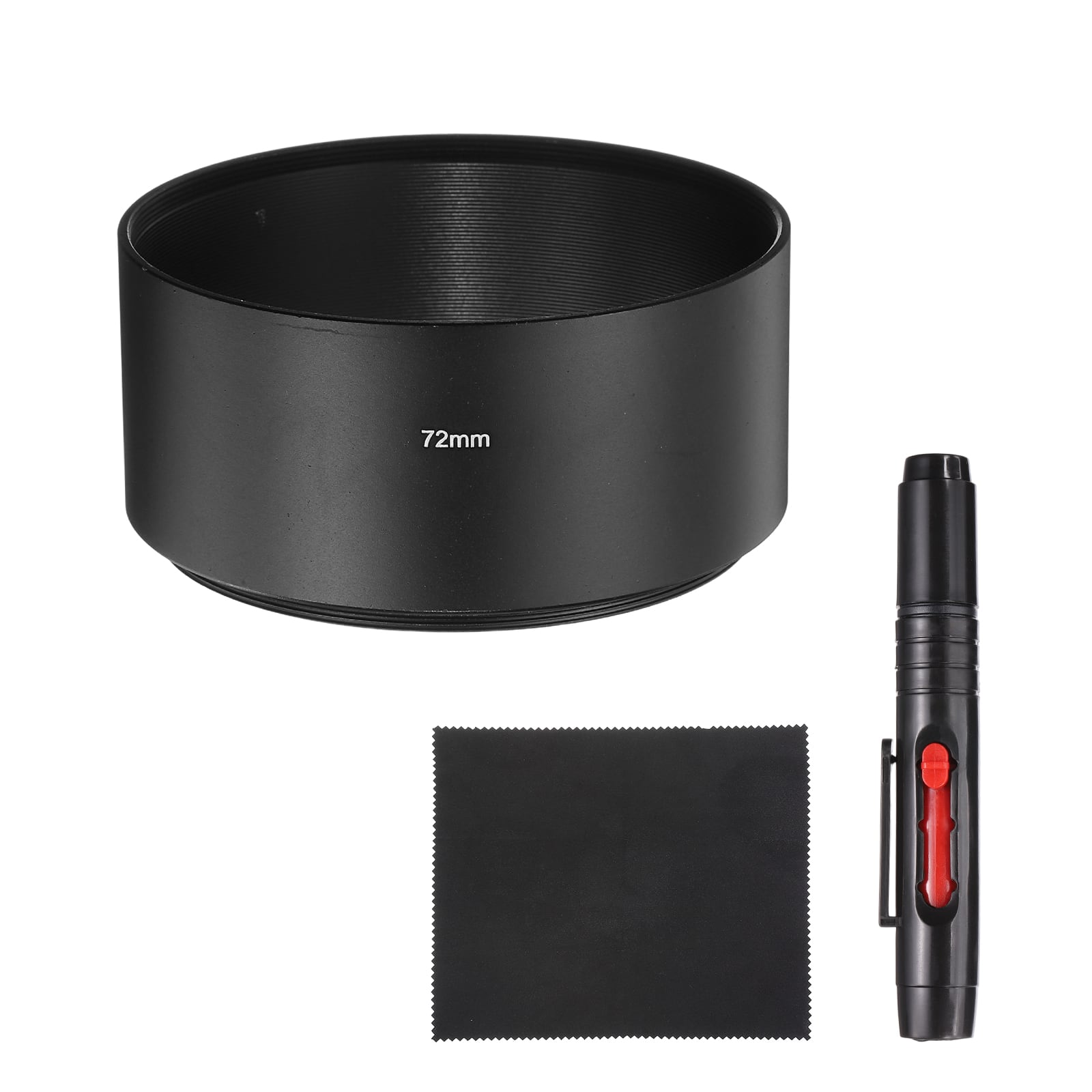 Unique Bargains - Lens Hood Shade, 72mm Long-focus Metal Camera Cap Shade with Cleaning Cloth & Pen - Black