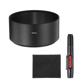 Unique Bargains - Lens Hood Shade, 72mm Long-focus Metal Camera Cap Shade with Cleaning Cloth & Pen - Black