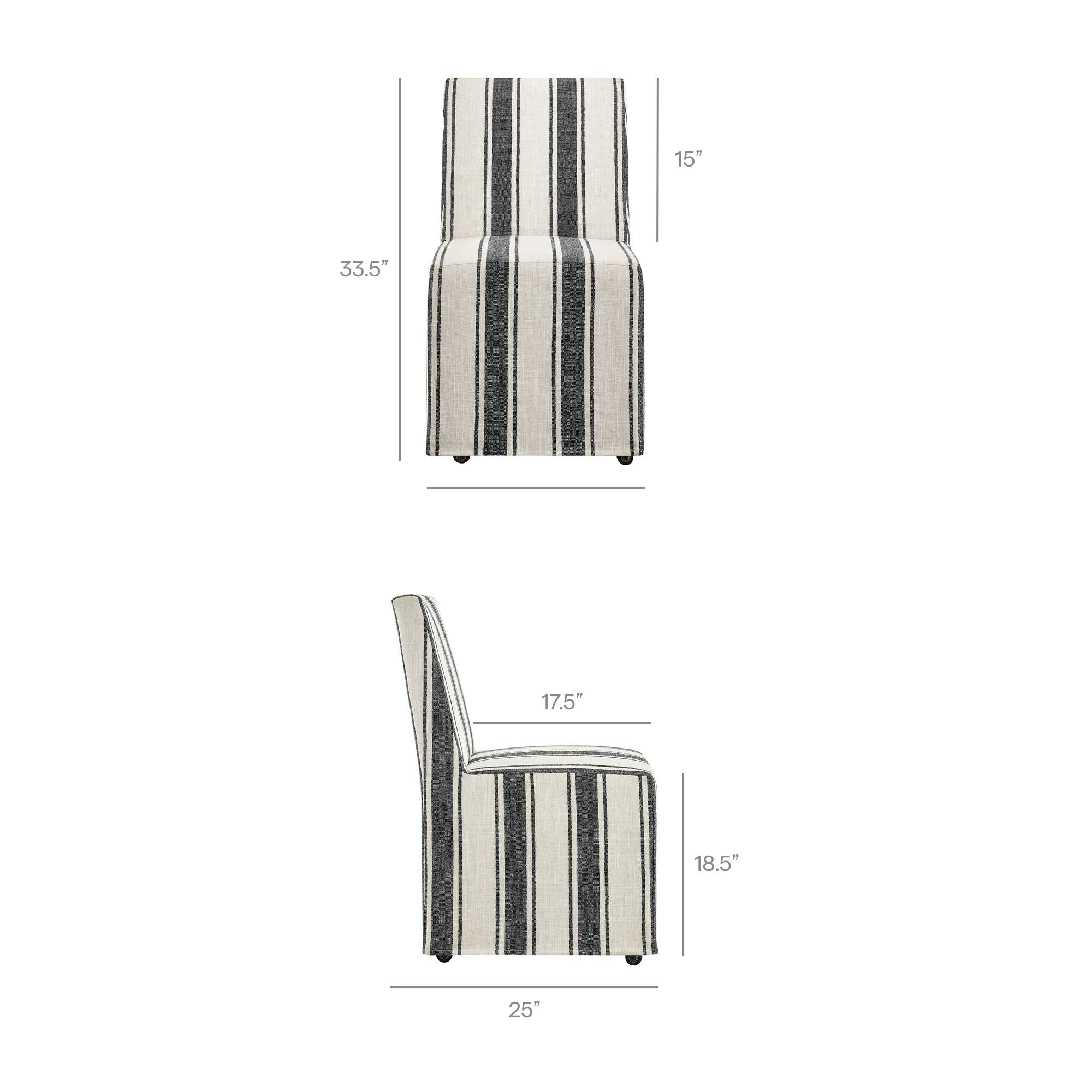 Tessera Striped Slipcovered Dining Side Chair by Modway - Black Stripe - Thumbnail 5
