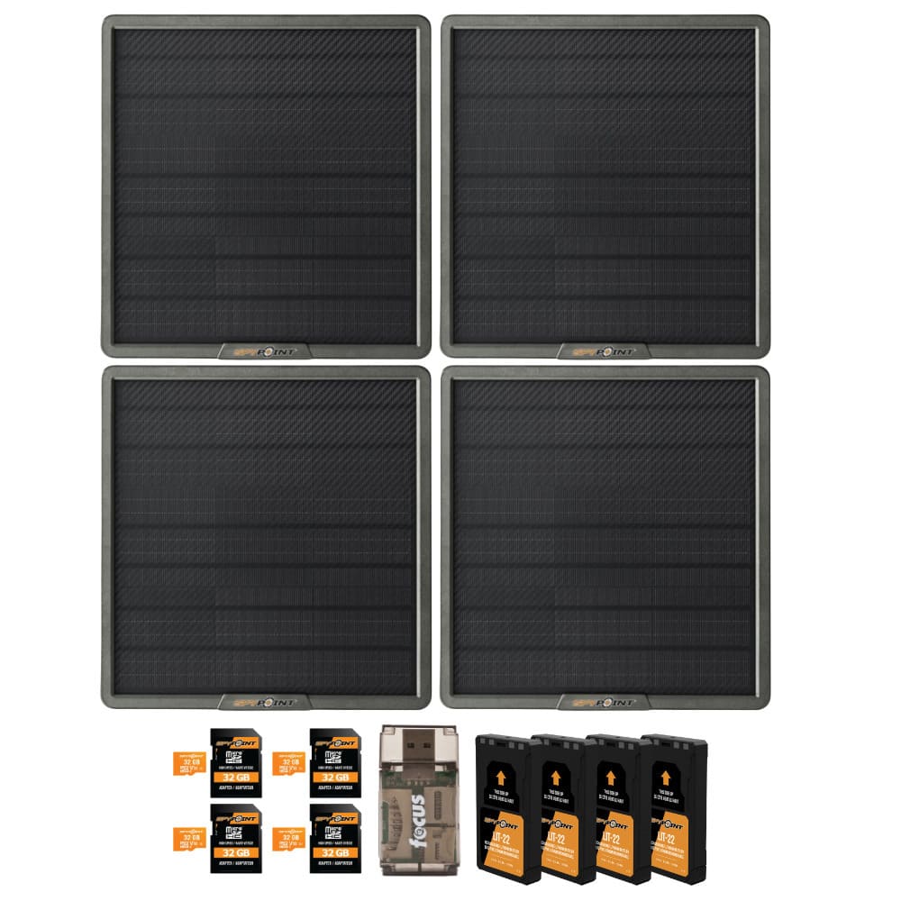 Spypoint - 10W Solar Panel (4-Pack) with Battery Pack, Memory Card and Card Reader