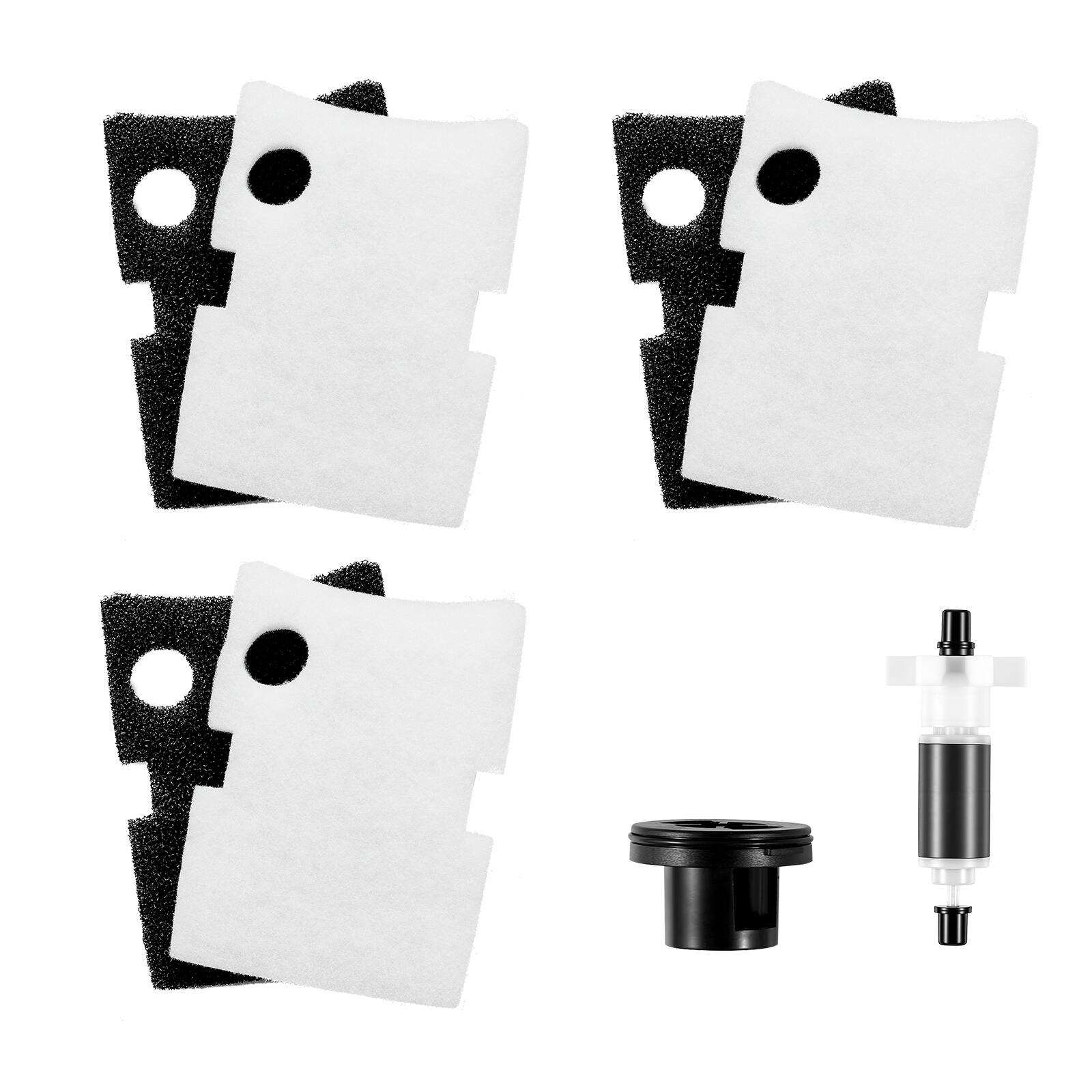 Alt View 5. VEVOR - Aquarium Filter Media Pads, 6 PCS Replacement with Impeller for AQ500, Canister Floss Replacement for Fish Tank - White;Black.