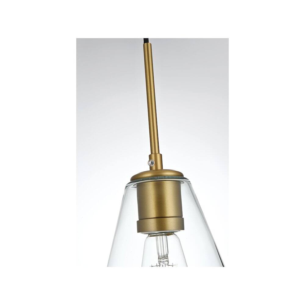 Alt View 3. Living District - Gene 7 Inch Pendant Clear Shade in Satin Gold - Satin Gold And Clear.