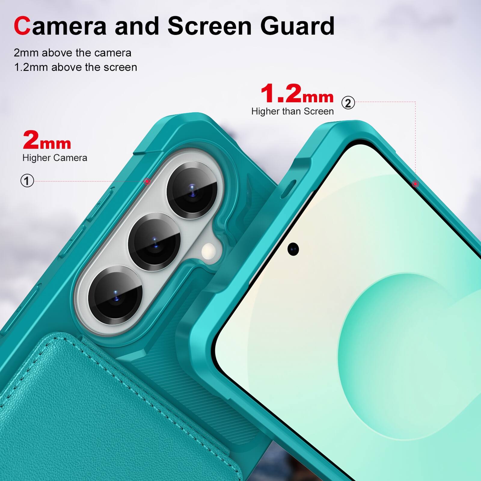Camera and Screen Guard  
2mm above the camera  
1.2mm above the screen  
1.2mm  
2 Higher than Screen  
2mm Higher Camera