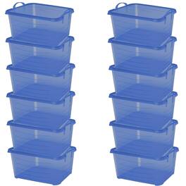 Life Story - 55 Quart Stackable Storage Bin, Light Duty Container, 12 Pack - Blue