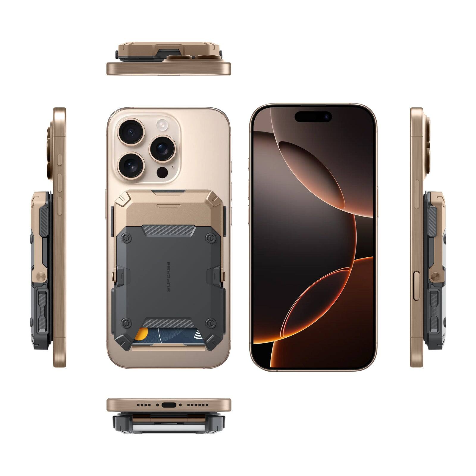 Alt View 7. SUPCASE - MagFlip Magnetic Wallet with Stand - 5-Card Storage, RFID Blocking, and Strong Magnetic Lock - Desert.