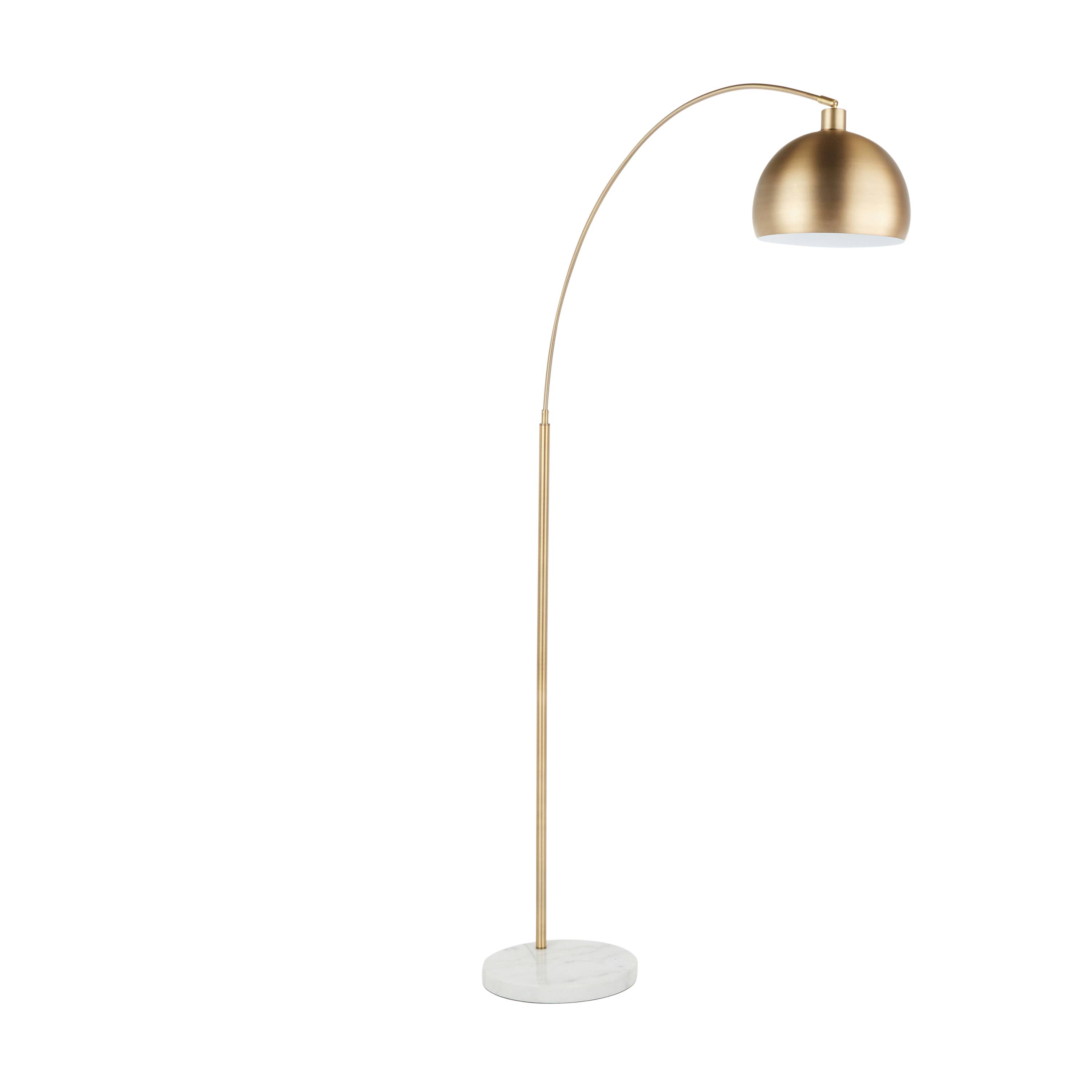 Front. APRILSOUL - March Contemporary Floor Lamp in White Marble and Antique Brass Metal by LumiSource - Antique Brass.