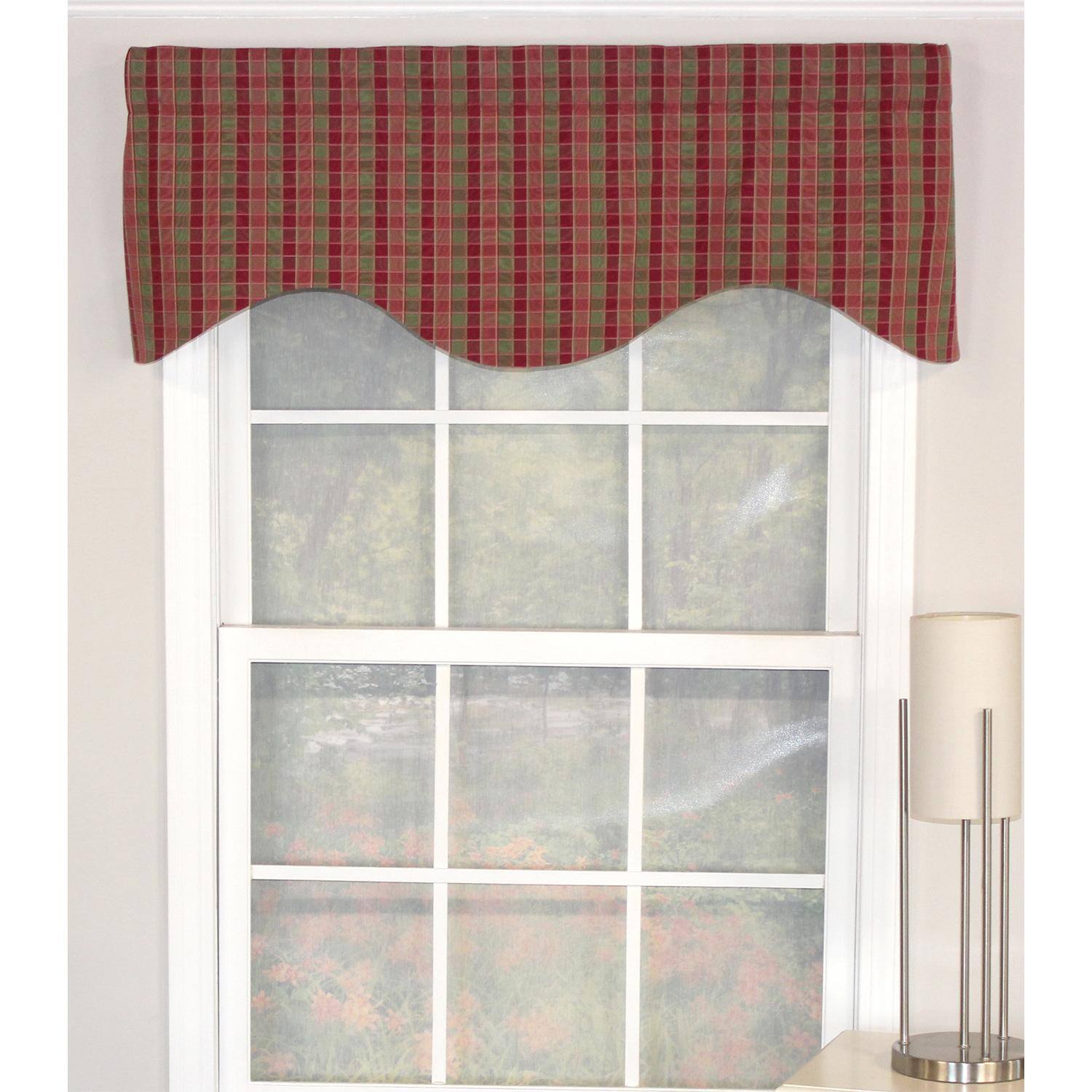 Angle. RLF Home - RLF Home Gabriel Check Cornice 100% Cotton with Fully Lined 3" Rod Pocket Valnance for Windows 50" x 17" Grape - Grape.