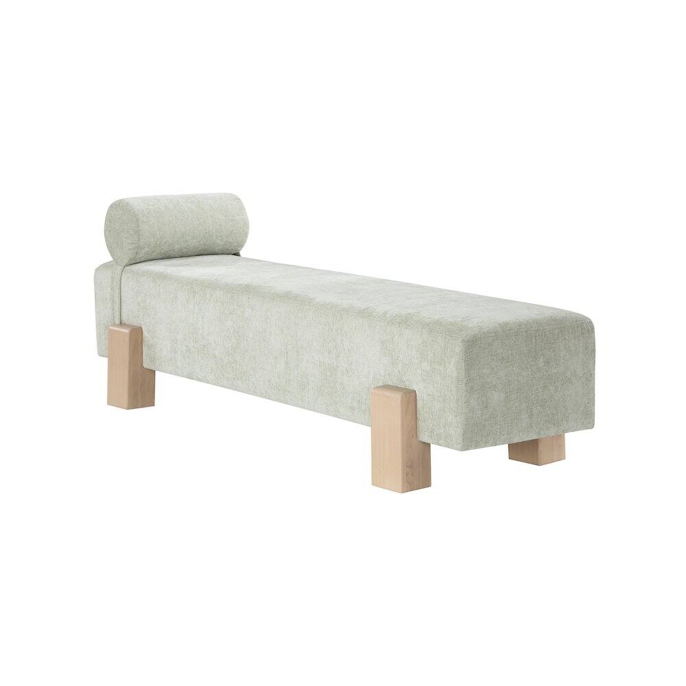 Alt View 2. Meridian Furniture - Edison Mint Green Chenille Fabric Bench - Blue.
