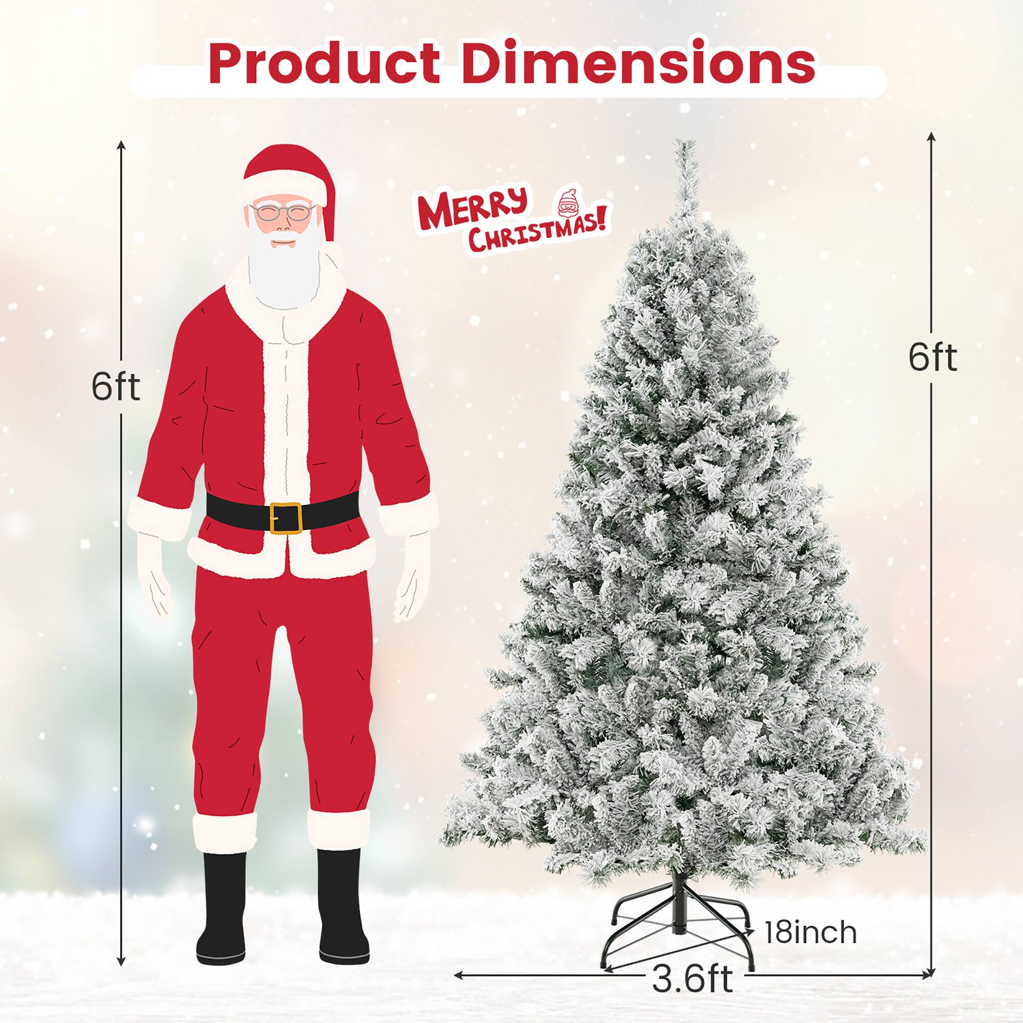 Product Dimensions

MERRY CHRISTMAS!

6ft  
6ft  
18inch  
3.6ft