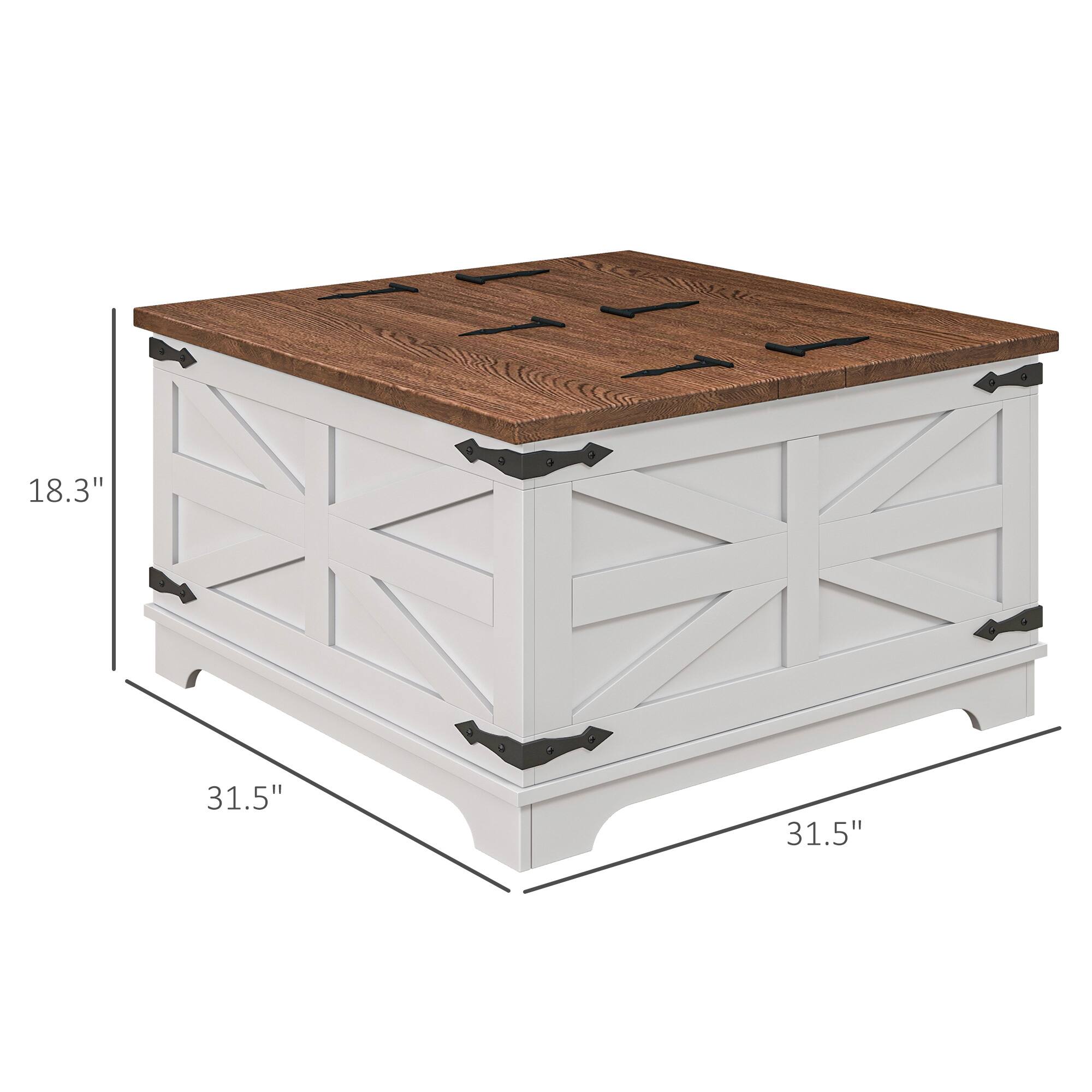 The dimensions of the table are:

- Height: 18.3"
- Width: 31.5"
- Depth: 31.5"