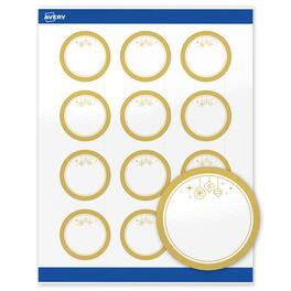 Avery - Avery® Labels, 2" Diameter, Glossy Gold Hanging Ornaments - White