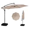 Front. Ainfox - Ainfox 10FT Outdoor Patio Cantilever Umbrella Hanging Offset with Cross Base & Sand Bags for Market,Backyard - Khaki.