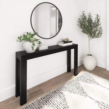 Front. Plank+Beam - Modern Console Table (56in / 1420mm), Black - Black.
