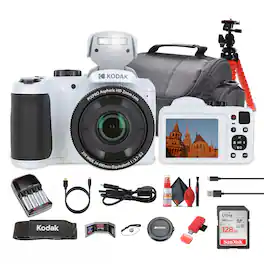 Kodak - Pixpro AZ255 Digital Camera (AZ255WH) Bundle with Accessories - White