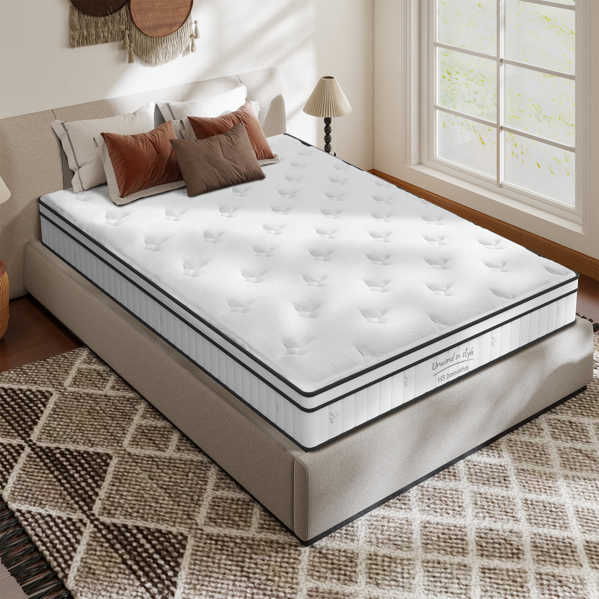 Yardgrace - Muti-Size Mattress, 10 Inch Hybrid Muti-Size Mattress in a Box - White