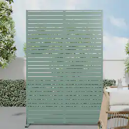 PexFix - 72 in. x 47 in. Louvered Pattern Metal Outdoor Privacy Screen & Panels, Freestanding Garden Divider Fence - Dark Green