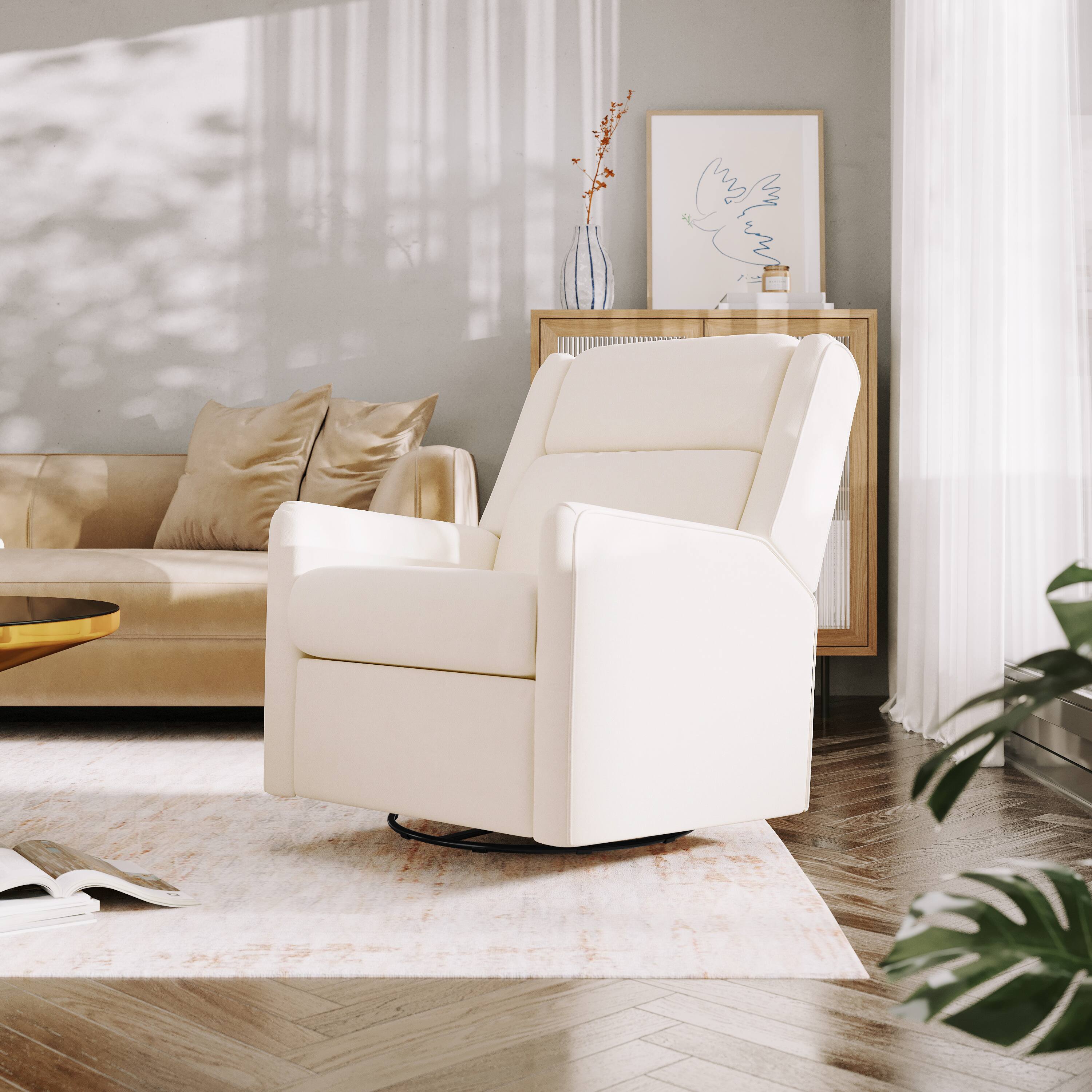 Alt View 1. Emma + Oliver - Mari Manual Glider Rocker Recliner with 360 Degree Swivel Perfect for Living Room, Bedroom, or Nursery - Cream.