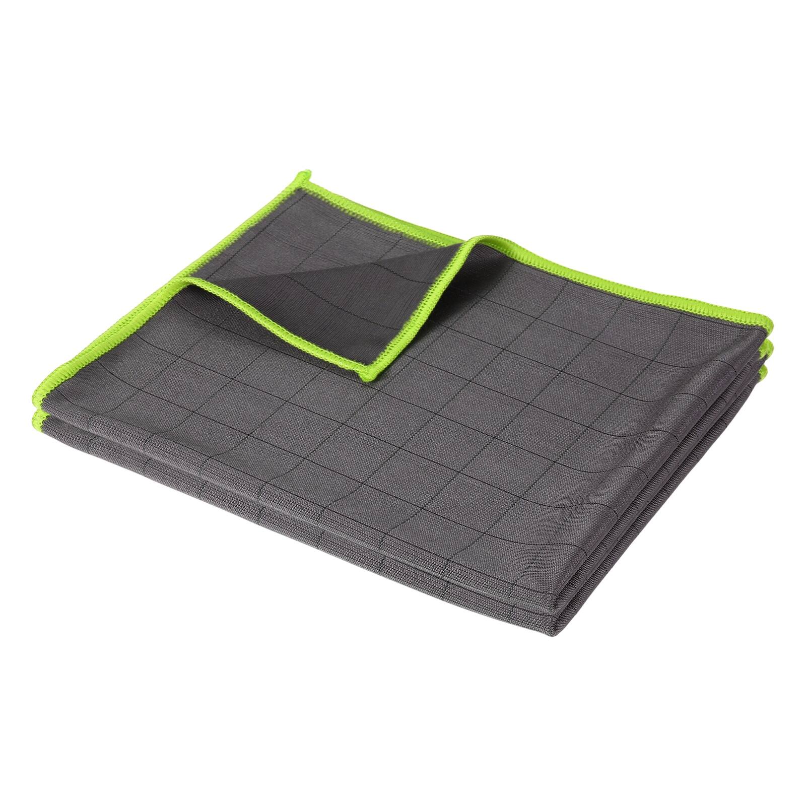 Front. Unique Bargains - 20x16 Inches Carbon Microfiber Cloth, 2pcs Ultra Absorbent Lint Free Towel for Glass, Mirror, Kitchen, Cars, Dish - Green.