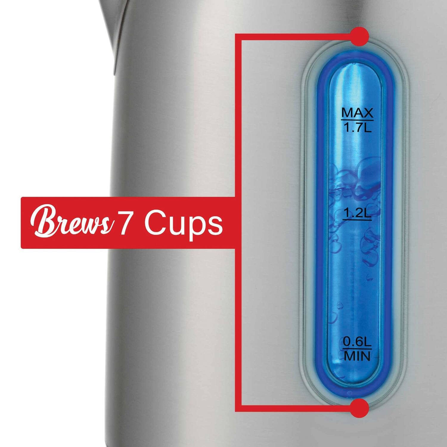 Brews 7 Cups

MAX 1.7L  
1.2L  
0.6L MIN
