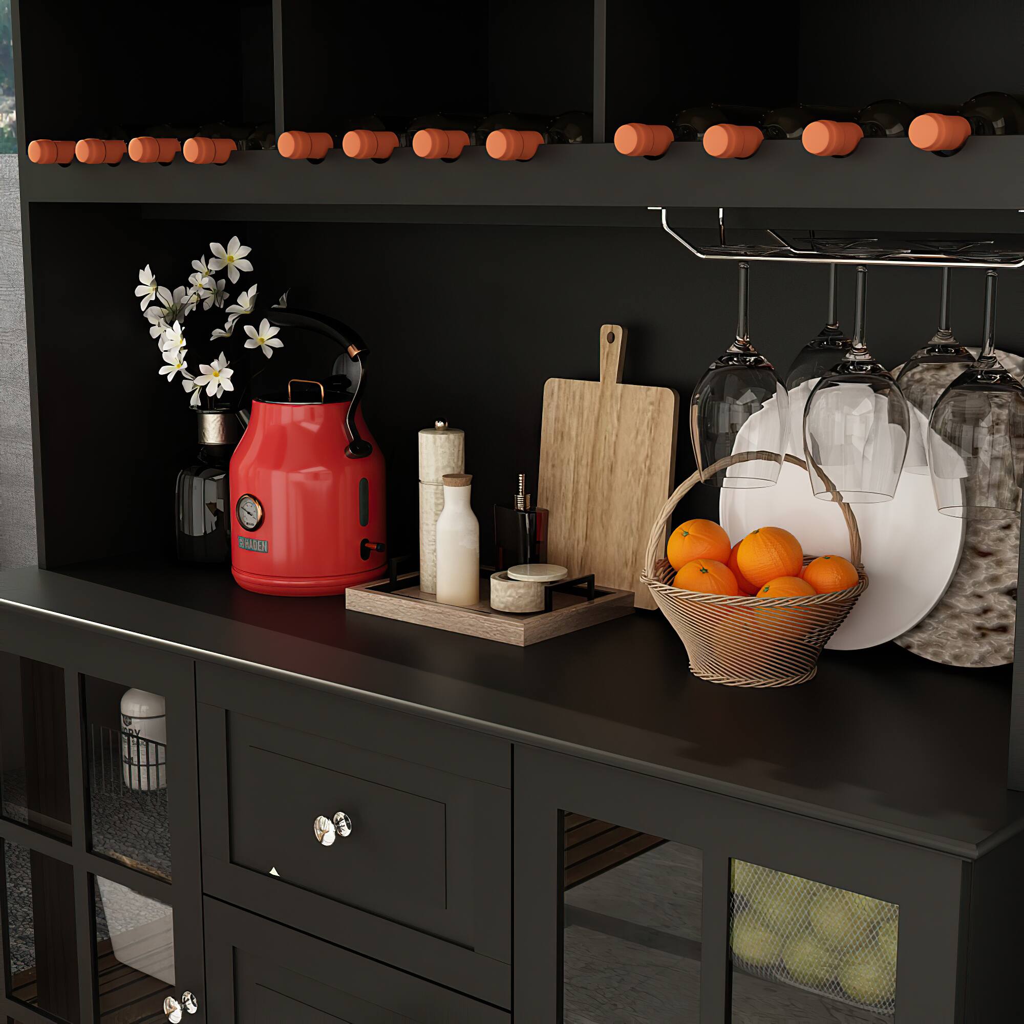 Alt View 9. FUFU & GAGA - FUFU&GAGA Kitchen Buffet Cabinet All - In - One Storage for Dining & Pantry - Black.