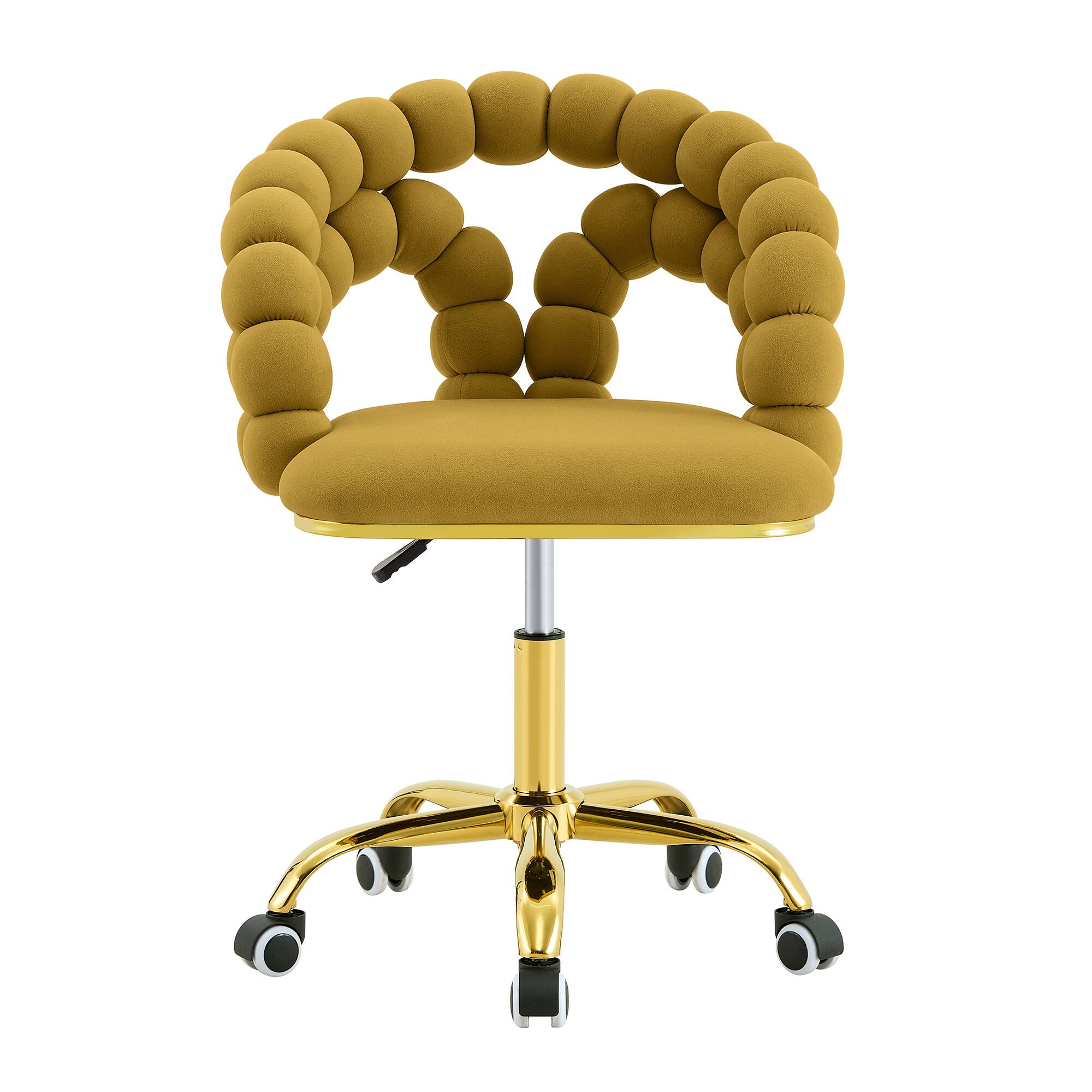Alt View 6. Loheer - Loheer- Velvet Desk Chair Adjustable Swivel Makeup Desk Chair with Bubble Back, 2.82 ft Mustard Yellow - Gold,Yellow.