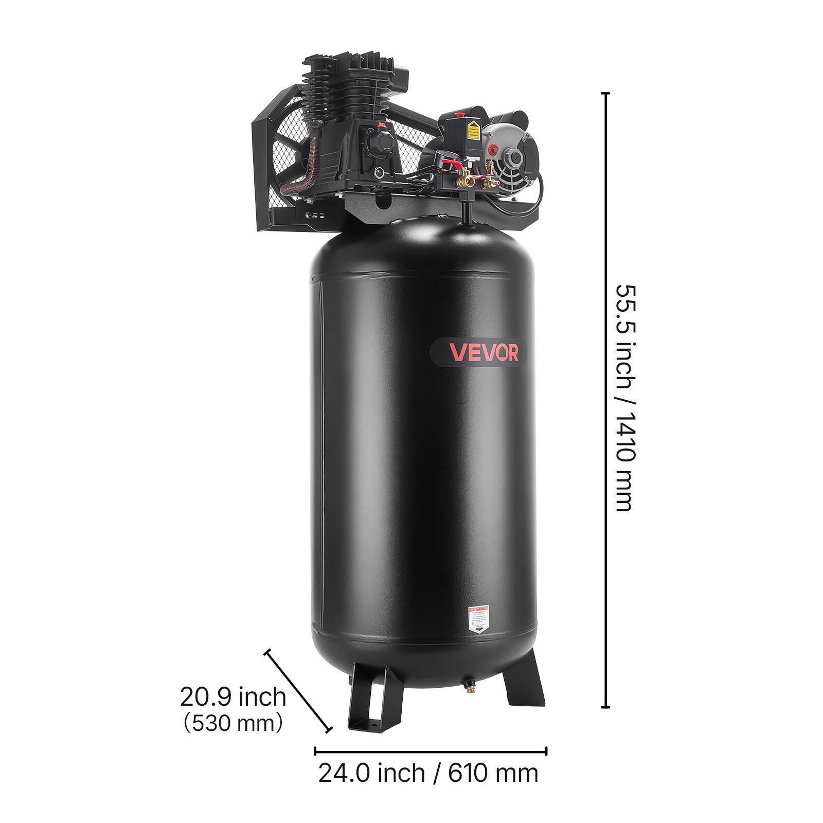 20.9 inch (530 mm)  
VEVOR 24.0 inch / 610 mm  
55.5 inch / 1410 mm