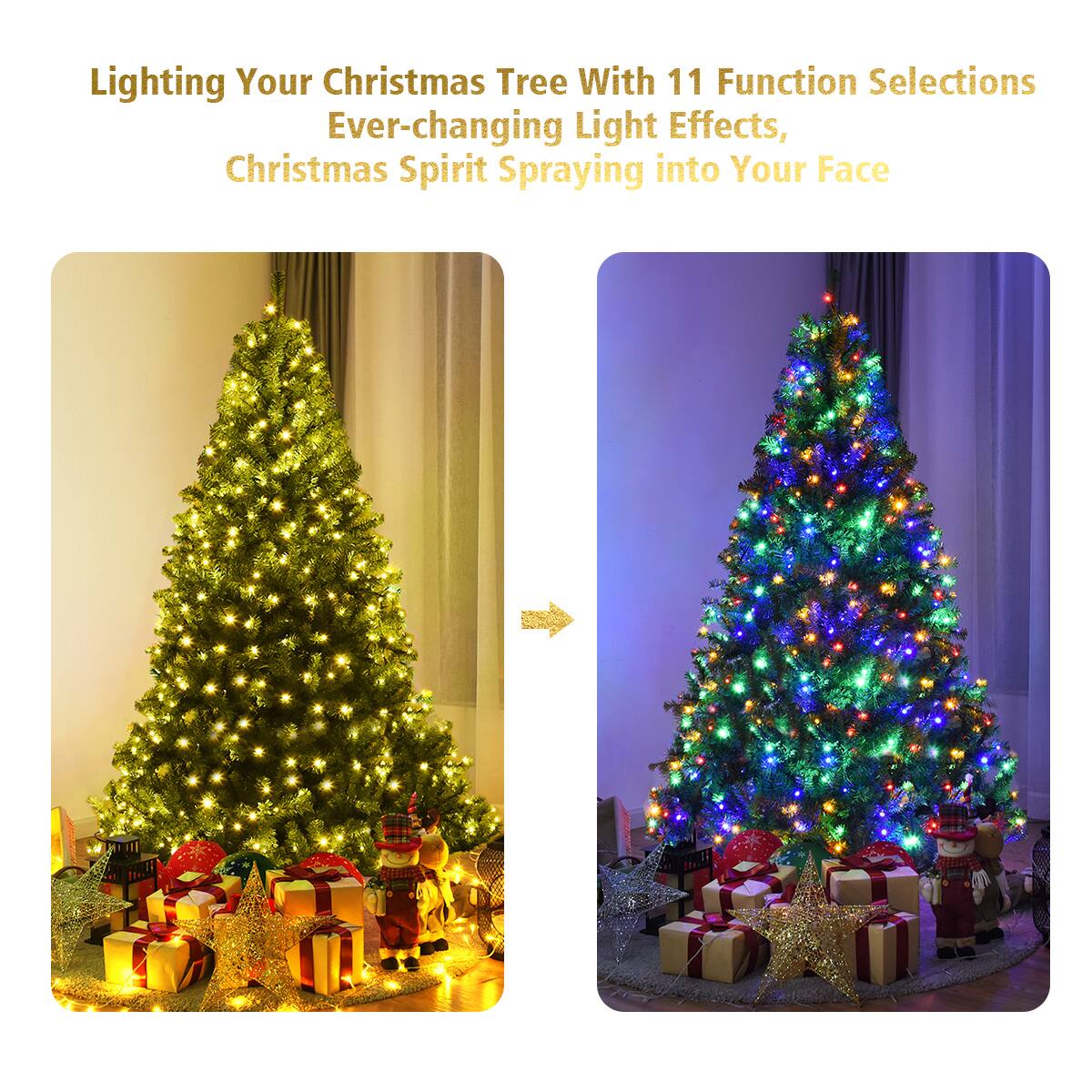 Lighting Your Christmas Tree With 11 Function Selections Ever-changing Light Effects, Christmas Spirit Spraying into Your Face