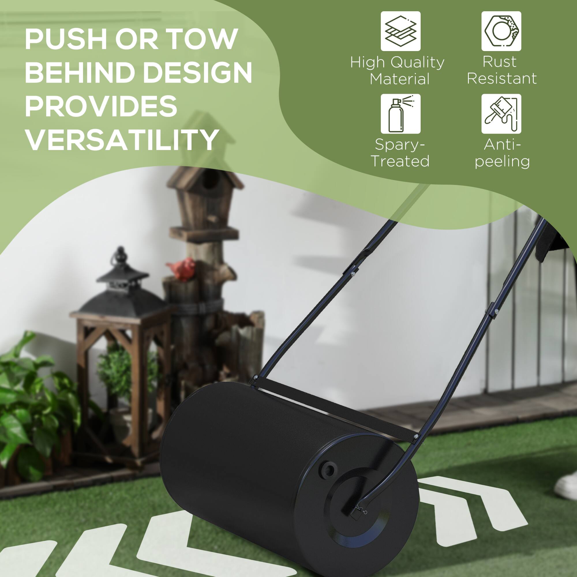 PUSH OR TOW BEHIND DESIGN PROVIDES VERSATILITY

- High Quality Material
- Rust Resistant
- Spray-Treated
- Anti-peeling