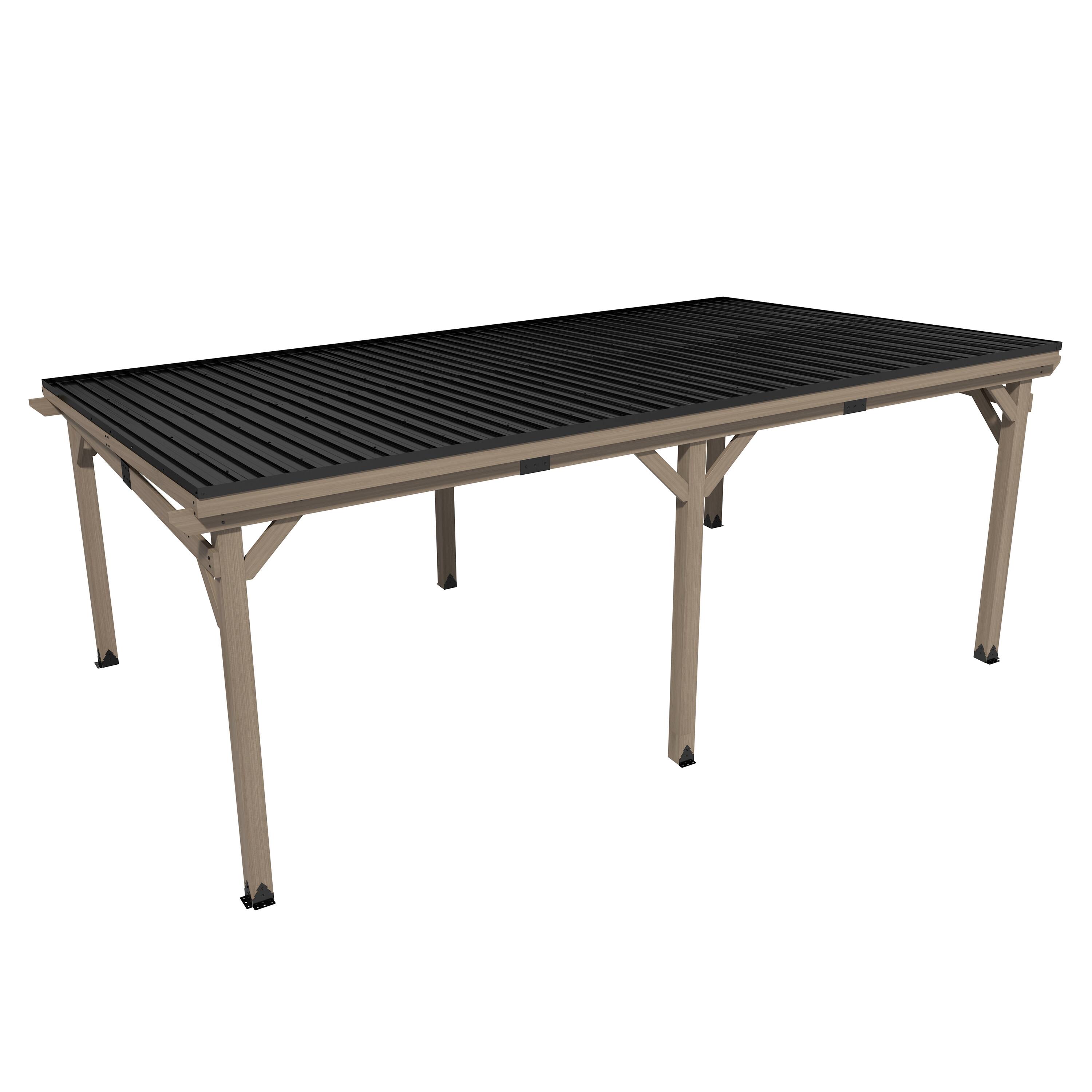 Alt View 4. Mondawe - 12x20 ft. Cedar Hardtop Gazebo - Black.