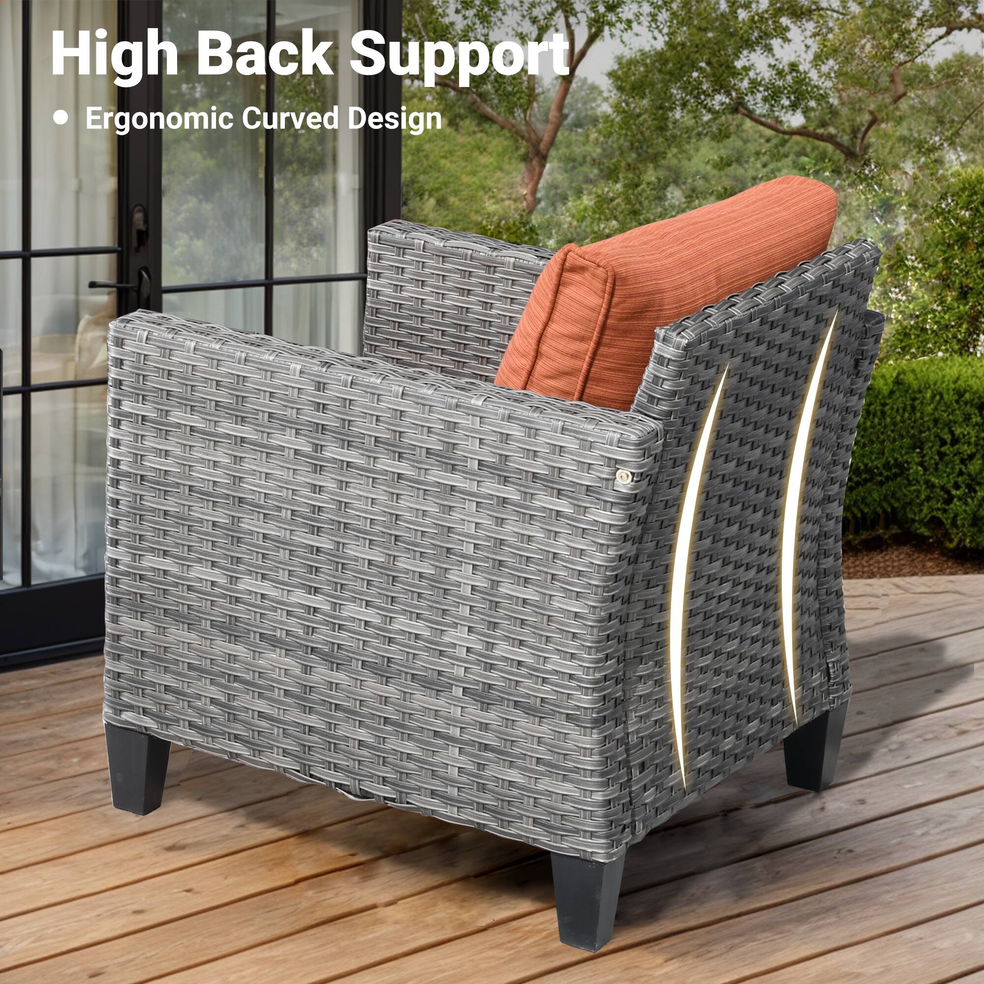 High Back Support  
• Ergonomic Curved Design