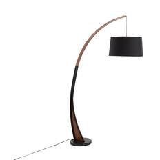 Front. Loheer - Loheer Mid-Century Modern Floor Lamp Walnut Wood Frame Marble Base 77 Inch Tall Arched Standing Lamp for Living Room - Walnut.