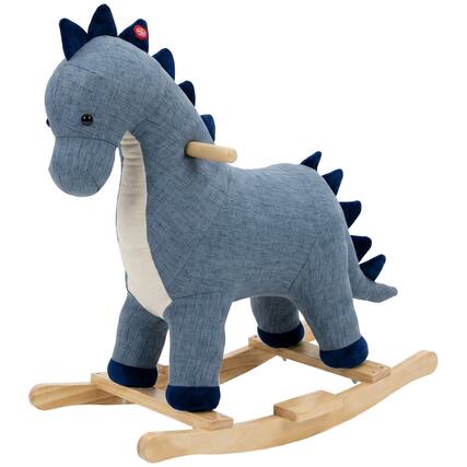 Front. Qaba - Rocking Horse, Dinosaur Kids Ride on Horse with Realistic Sound - Dark blue.