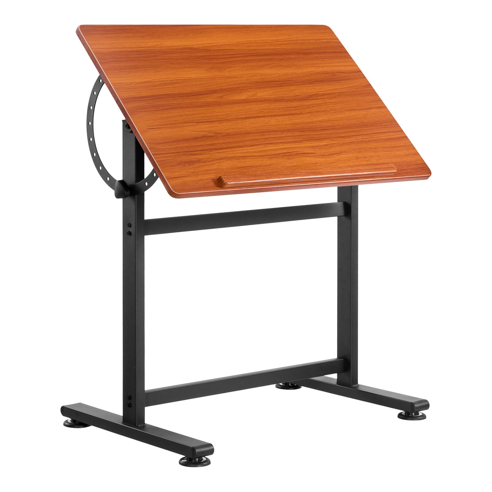 Alt View 5. VEVOR - Drafting Table, Adjustable 0°–90° Tilt Drawing Desk, Portable Artist Table with Black H-Frame and Brown Desktop - Black.