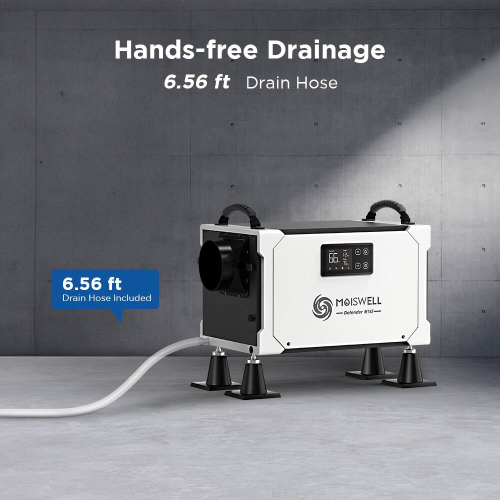 Hands-free Drainage  
6.56 ft Drain Hose  
6.56 ft Drain Hose Included  

MOISWELL  
Defender 143