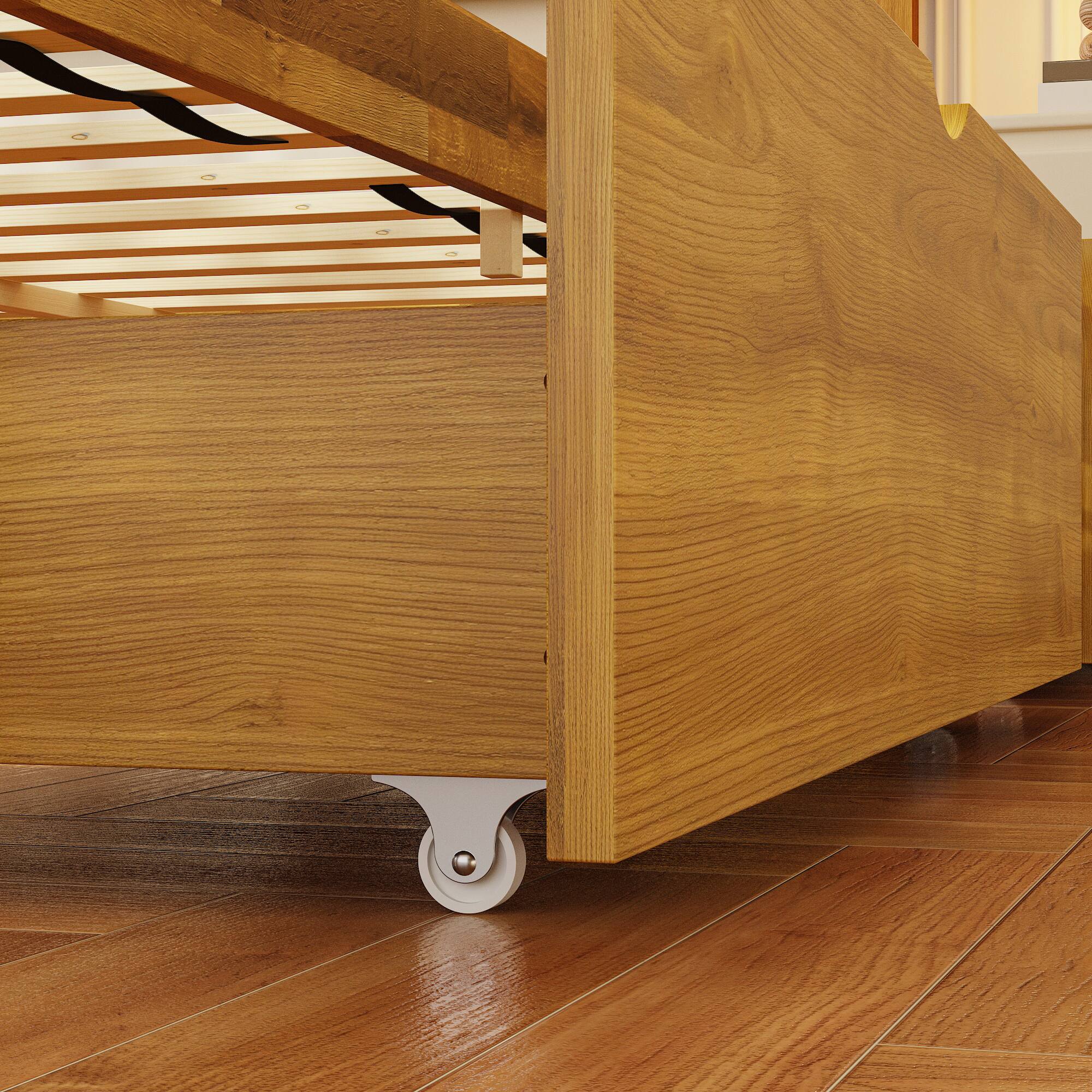 Alt View 7. Famapy - Famapy Solid Wood Storage Bed Frame - Acacia Wood, Thickened Slats, Drawer Design - Wooden.