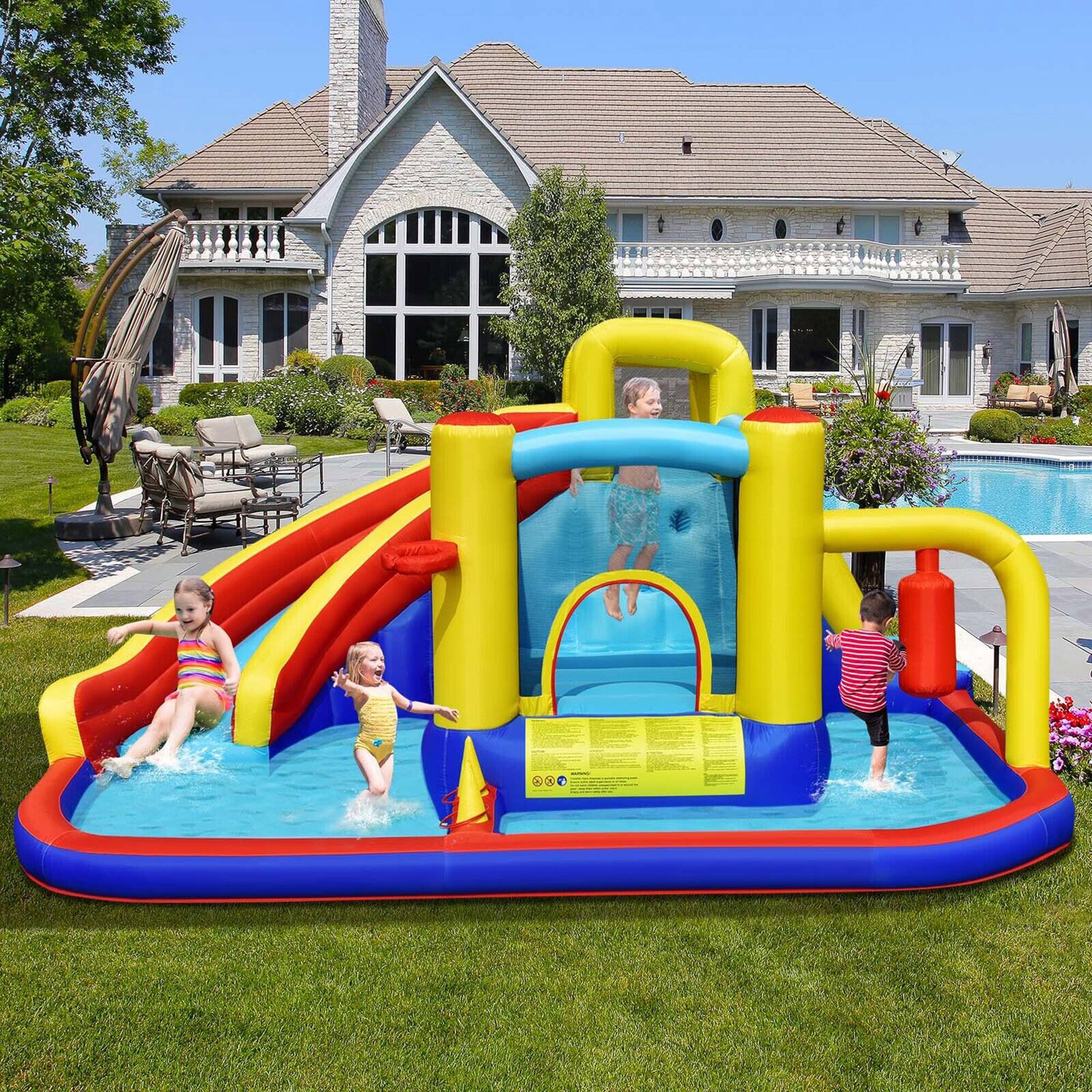 Alt View 1. Gymax - Gymax 7-in-1 Inflatable Water Slide Water Park Kids Bounce Castle With 735W Air Blower - Multicolor.