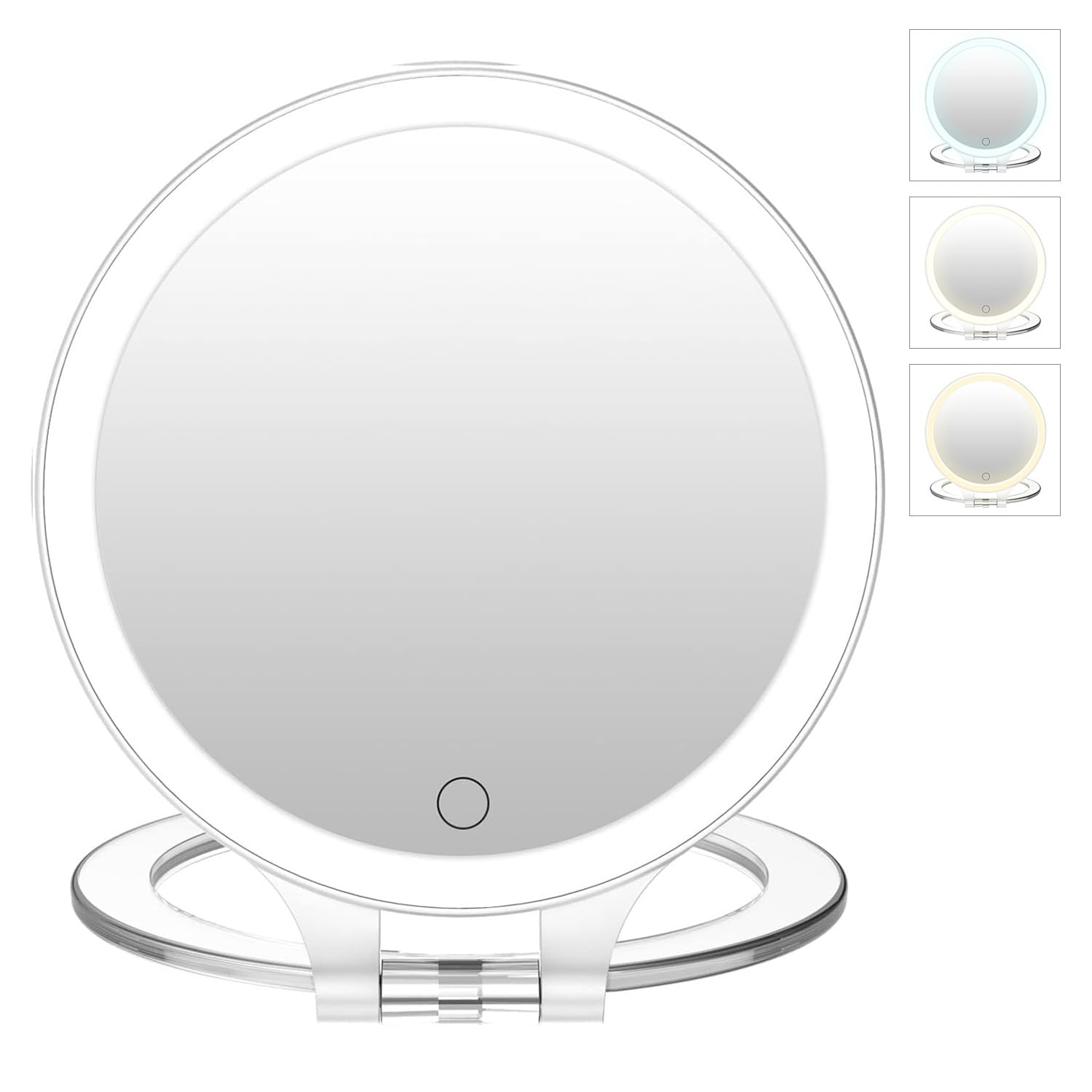 Stamp n Camp - FASCINATE Magnifying Mirror 10X 1X Double Sided Magnification Makeup Vanity Mirror Rechargeable Lighted Mirror with 3 - White