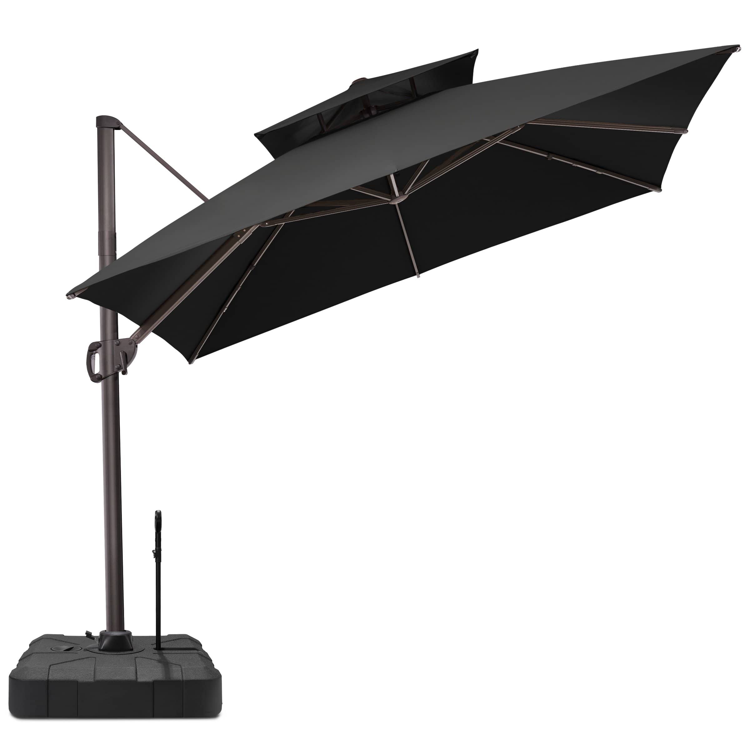 Crestlive Products - 10x10ft Aluminum Double Top Crank Cantilever Patio Umbrella with Base - Black price history on PriceWatchPro