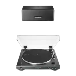 Audio-Technica - ATLP60XBTBK P2 Automatic Wireless Belt-Drive Turntable and Speaker Bundle