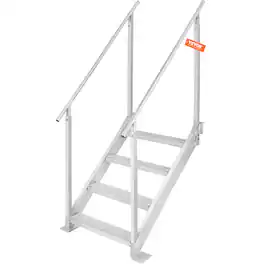 VEVOR - Dock Ladder 4 Step, Dock Stairs 30''-38'' Adjustable Height, 500 lbs Load Capacity, Aluminum Pontoon Boat Ladder - Silver