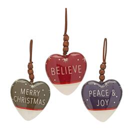BreeBe - Sentiment Heart Ornament (Set of 12) - White, Blue