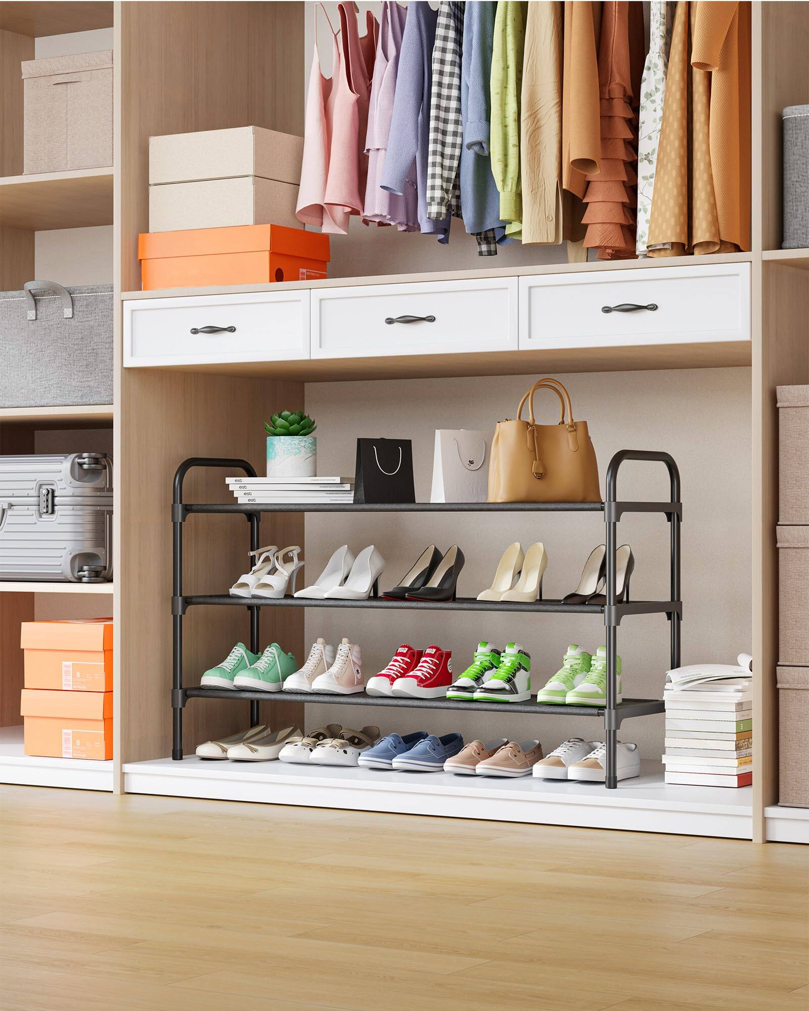 Refined Abode Design Extra long Shoe Rack For Closet Organizer Front ...
