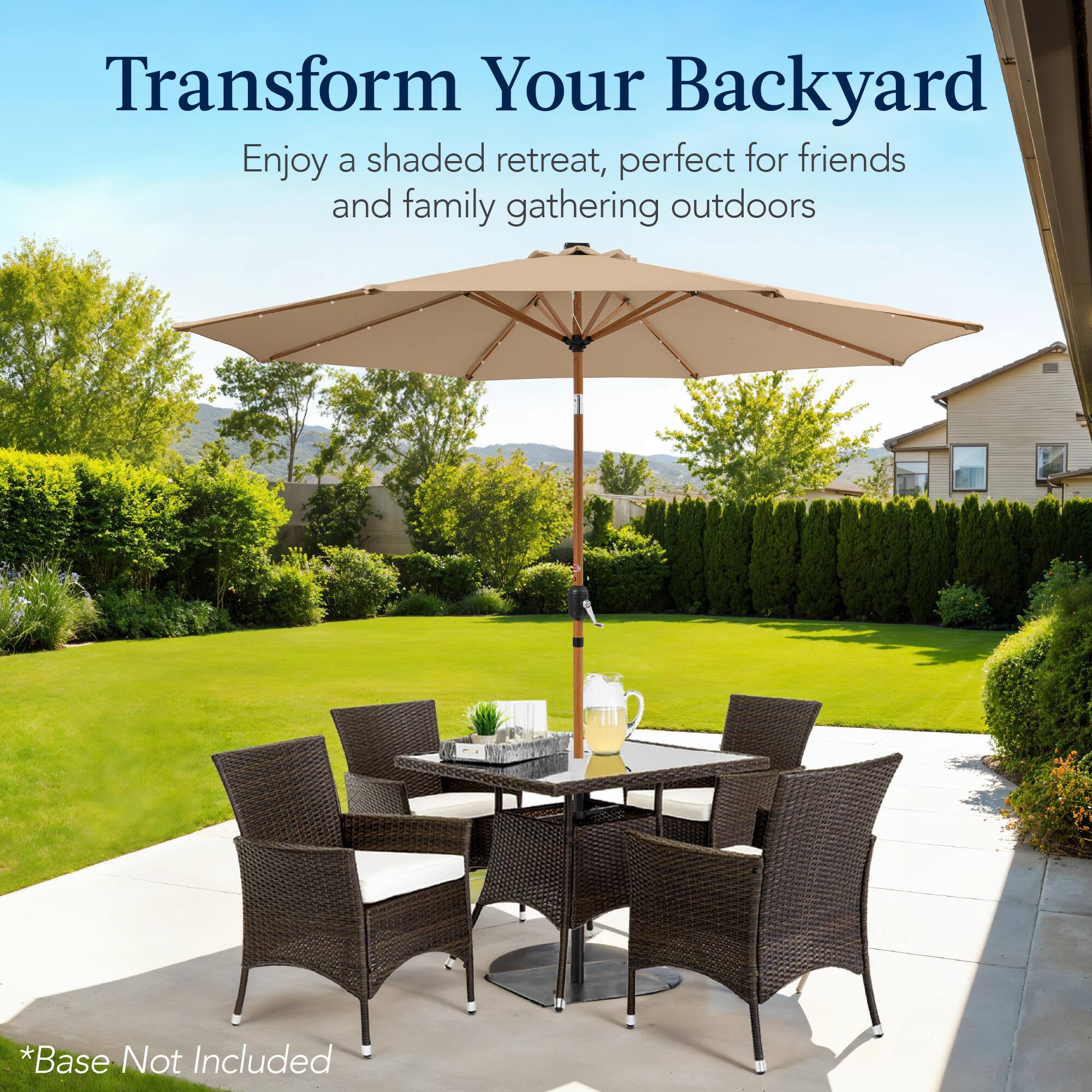 Transform Your Backyard

Enjoy a shaded retreat, perfect for friends and family gatherings outdoors.

*Base Not Included