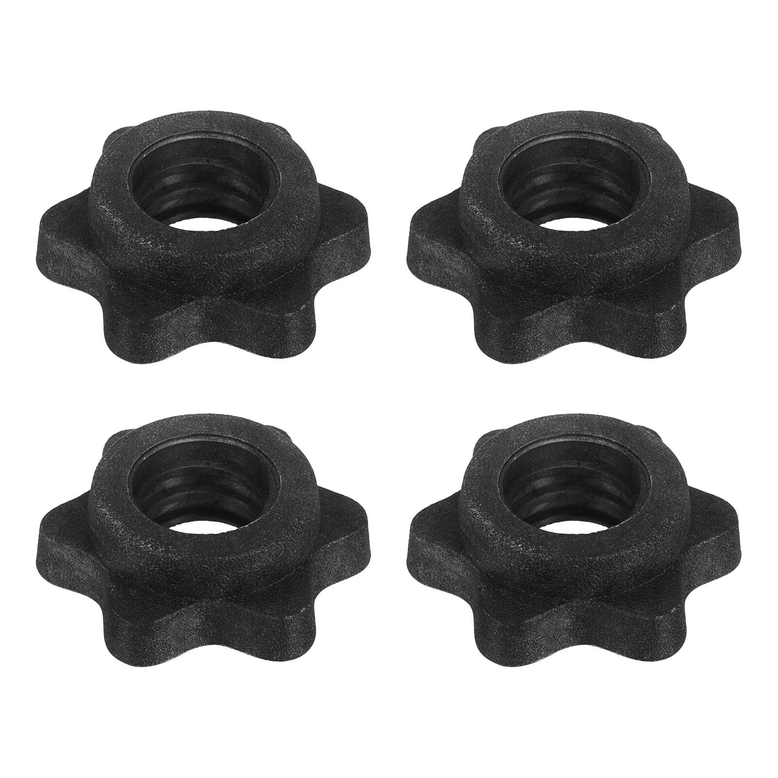 Front. Unique Bargains - Dumbbell Collars, Barbell Spin Lock Hex Nuts Anti Slip Weight Lifting Clip 1" 4pcs Plastic for 1" Bar - Black.
