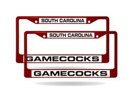 Rico Industries - South Carolina Gamecocks (Set of 2) Maroon Painted Metal Laser Cut License Plate Frames - Multi