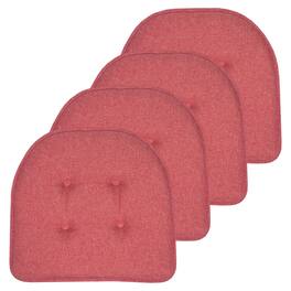 Sweet Home Collection - Solid Color U Shaped Memory Foam 17" x 16" Chair Cushions, 4-Pack - Peach