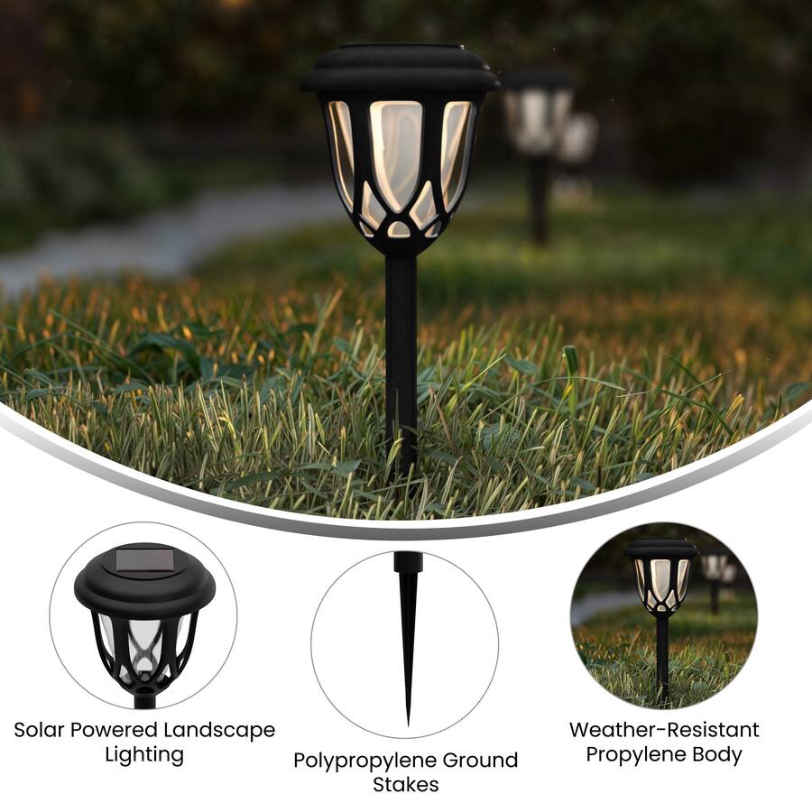 Emma + Oliver Flared Style Solar Powered LED Decorative Polypropylene ...