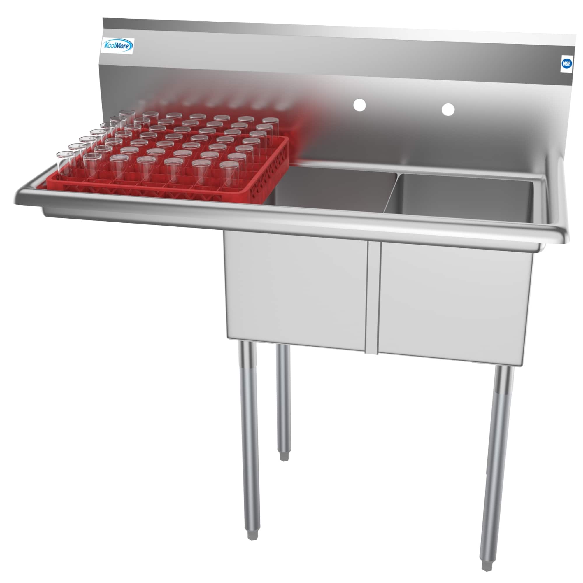 "Koolmore - 43 in. Two Compartment Sink with Drainboard, Bowl Size 12""x 16""x 10"" SB121610-16L3 - Stainless Steel" price history on PriceWatchPro