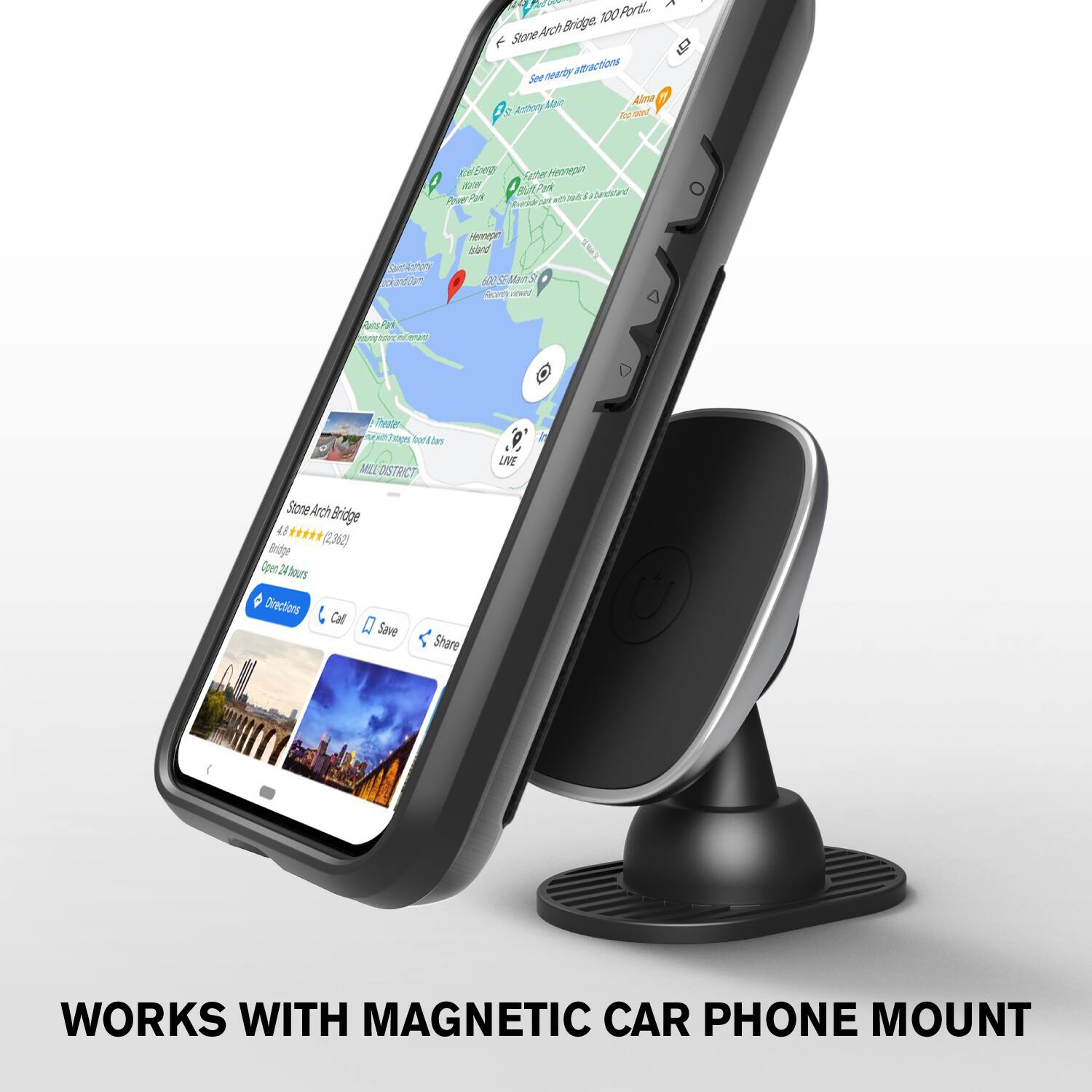 Stone Arch Bridge 100 Portl. See nearby attractions. Open 24 hours. Directions. Call. Save. Share. WORKS WITH MAGNETIC CAR PHONE MOUNT